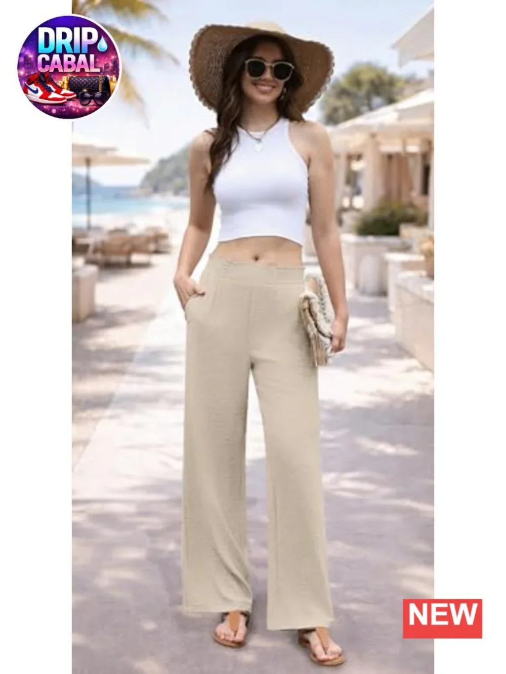 Wide Leg Palazzo Pants for Women High Waist Side Pockets Summer Flowy Lounge